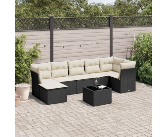 vidaXL 8-częściowy zestaw wypoczynkowy do ogrodu, z poduszkami, czarny Dārza mēbeļu komplekti