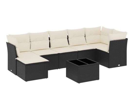 vidaXL 8-częściowy zestaw wypoczynkowy do ogrodu, z poduszkami, czarny Dārza mēbeļu komplekti