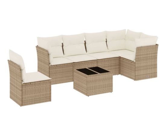 vidaXL 7-częściowy zestaw wypoczynkowy do ogrodu, z poduszkami, beżowy Dārza mēbeļu komplekti