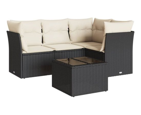 vidaXL 5-częściowy zestaw wypoczynkowy do ogrodu, poduszki, czarny rattan PE Dārza mēbeļu komplekti