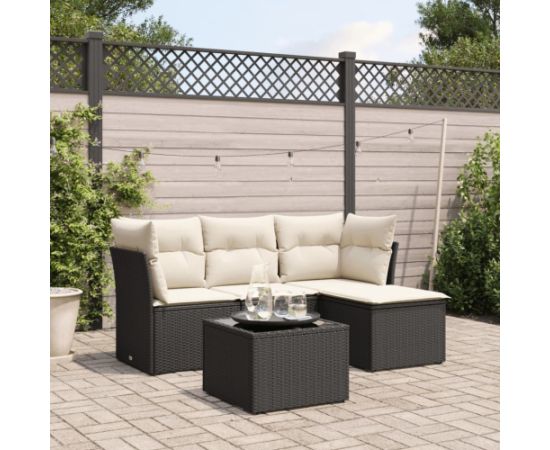 vidaXL 5-częściowy zestaw wypoczynkowy do ogrodu, poduszki, czarny rattan PE Dārza mēbeļu komplekti