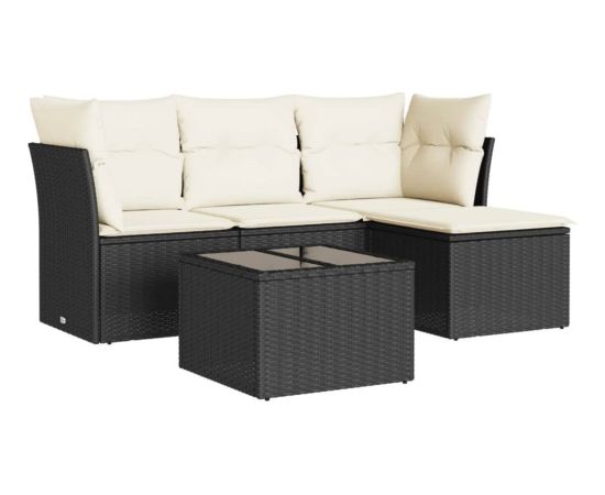 vidaXL 5-częściowy zestaw wypoczynkowy do ogrodu, poduszki, czarny rattan PE Dārza mēbeļu komplekti