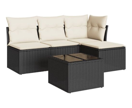 vidaXL 5-częściowy zestaw wypoczynkowy do ogrodu, poduszki, czarny rattan PE Dārza mēbeļu komplekti