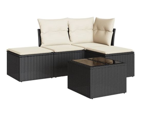 vidaXL 5-częściowy zestaw wypoczynkowy do ogrodu, poduszki, czarny rattan PE Dārza mēbeļu komplekti