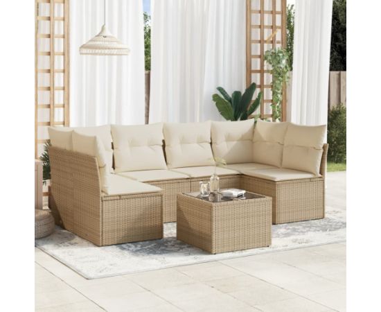 vidaXL 7-częściowy zestaw wypoczynkowy do ogrodu, z poduszkami, beżowy Dārza mēbeļu komplekti