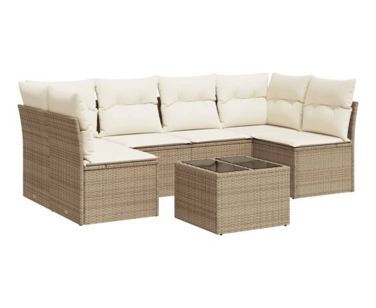 vidaXL 7-częściowy zestaw wypoczynkowy do ogrodu, z poduszkami, beżowy Dārza mēbeļu komplekti