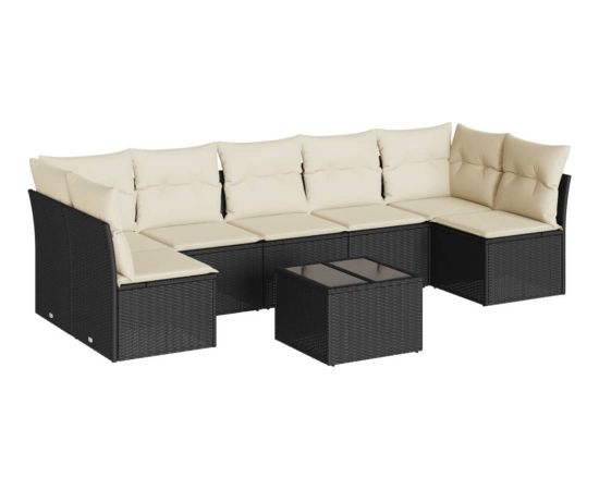 vidaXL 8-częściowy zestaw wypoczynkowy do ogrodu, z poduszkami, czarny Dārza mēbeļu komplekti