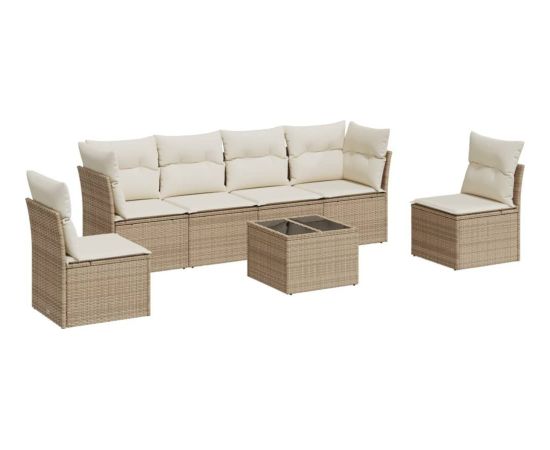 vidaXL 7-częściowy zestaw wypoczynkowy do ogrodu, z poduszkami, beżowy Dārza mēbeļu komplekti