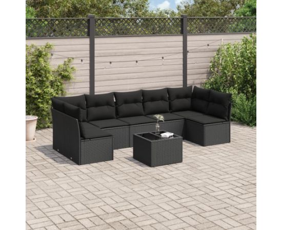 vidaXL 8-częściowy zestaw wypoczynkowy do ogrodu, z poduszkami, czarny Dārza mēbeļu komplekti