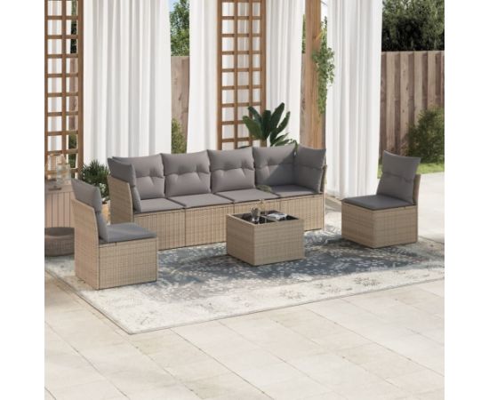 vidaXL 7-częściowy zestaw wypoczynkowy do ogrodu, z poduszkami, beżowy Dārza mēbeļu komplekti