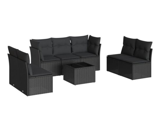 vidaXL 8-częściowy zestaw wypoczynkowy do ogrodu, z poduszkami, czarny Dārza mēbeļu komplekti