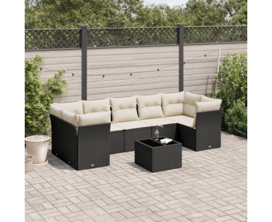 vidaXL 8-częściowy zestaw wypoczynkowy do ogrodu, z poduszkami, czarny Dārza mēbeļu komplekti