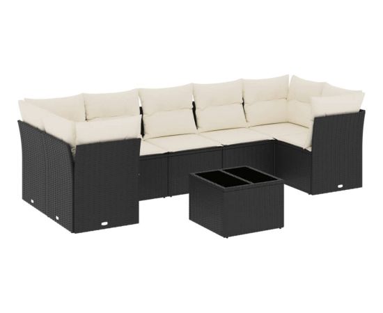 vidaXL 8-częściowy zestaw wypoczynkowy do ogrodu, z poduszkami, czarny Dārza mēbeļu komplekti