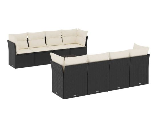 vidaXL 9-częściowy zestaw wypoczynkowy do ogrodu, z poduszkami, czarny Dārza mēbeļu komplekti