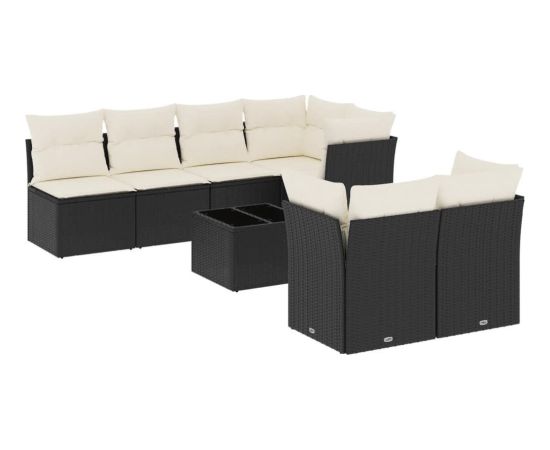 vidaXL 8-częściowy zestaw wypoczynkowy do ogrodu, z poduszkami, czarny Dārza mēbeļu komplekti