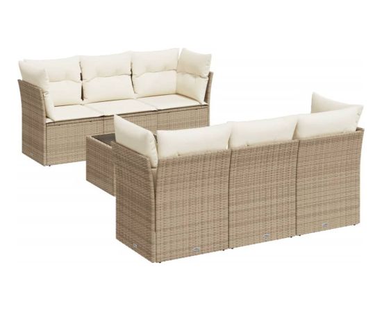 vidaXL 7-częściowy zestaw wypoczynkowy do ogrodu, z poduszkami, beżowy Dārza mēbeļu komplekti