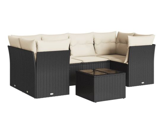 vidaXL 7-częściowy zestaw wypoczynkowy do ogrodu, z poduszkami, czarny Dārza mēbeļu komplekti