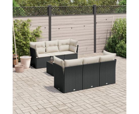 vidaXL 7-częściowy zestaw wypoczynkowy do ogrodu, z poduszkami, czarny Dārza mēbeļu komplekti