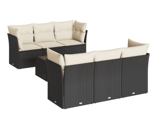 vidaXL 7-częściowy zestaw wypoczynkowy do ogrodu, z poduszkami, czarny Dārza mēbeļu komplekti