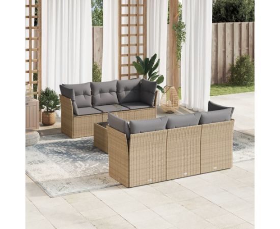 vidaXL 7-częściowy zestaw wypoczynkowy do ogrodu, z poduszkami, beżowy Dārza mēbeļu komplekti