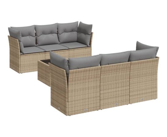 vidaXL 7-częściowy zestaw wypoczynkowy do ogrodu, z poduszkami, beżowy Dārza mēbeļu komplekti