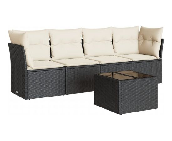 vidaXL 5-częściowy zestaw wypoczynkowy do ogrodu, poduszki, czarny rattan PE Dārza mēbeļu komplekti