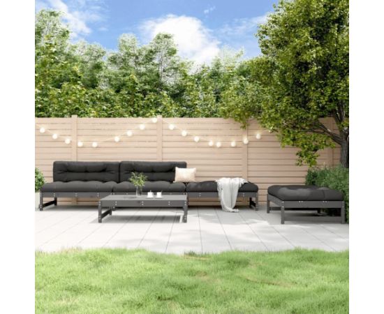 vidaXL 5-częściowy zestaw mebli ogrodowych, szary, lite drewno sosnowe Dārza mēbeļu komplekti