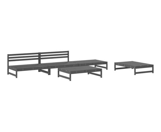 vidaXL 5-częściowy zestaw mebli ogrodowych, szary, lite drewno sosnowe Dārza mēbeļu komplekti