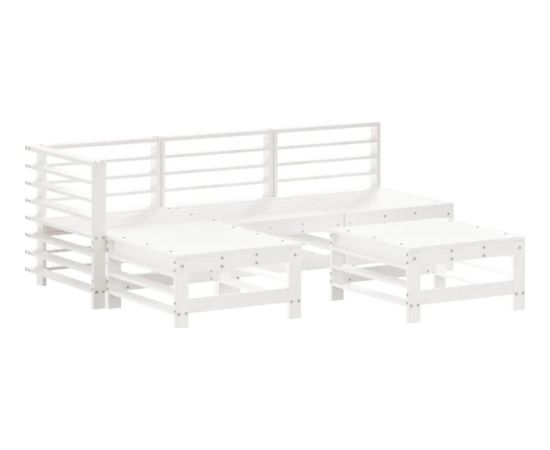 vidaXL 5-częściowy zestaw mebli ogrodowych, biały, lite drewno sosnowe Dārza mēbeļu komplekti