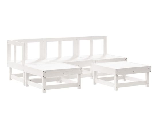 vidaXL 5-częściowy zestaw mebli ogrodowych, biały, lite drewno sosnowe Dārza mēbeļu komplekti