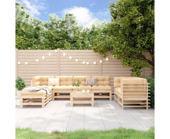 vidaXL 9-częściowy zestaw mebli wypoczynkowych, lite drewno sosnowe Dārza mēbeļu komplekti