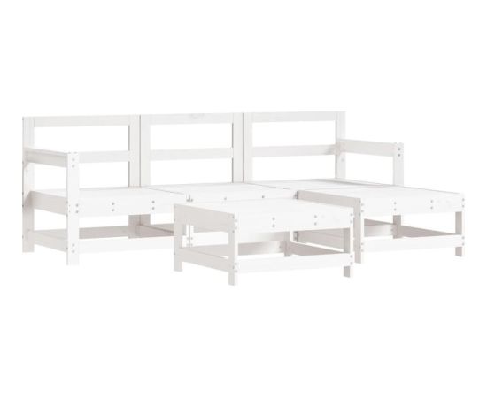 vidaXL 5-częściowy zestaw mebli ogrodowych, biały, lite drewno sosnowe Dārza mēbeļu komplekti