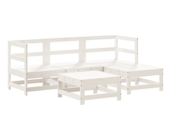 vidaXL 5-częściowy zestaw mebli ogrodowych, biały, lite drewno sosnowe Dārza mēbeļu komplekti