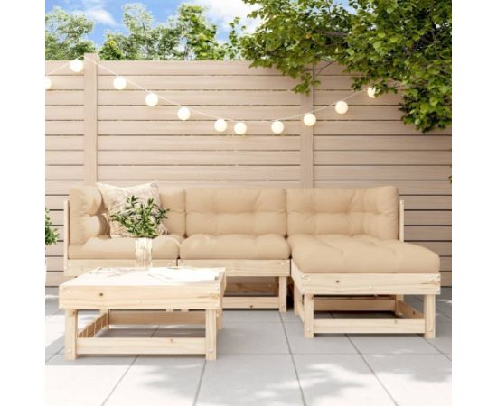 vidaXL 5-częściowy zestaw mebli ogrodowych, lite drewno sosnowe Dārza mēbeļu komplekti