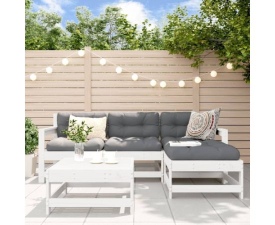 vidaXL 5-częściowy zestaw mebli ogrodowych, biały, lite drewno sosnowe Dārza mēbeļu komplekti