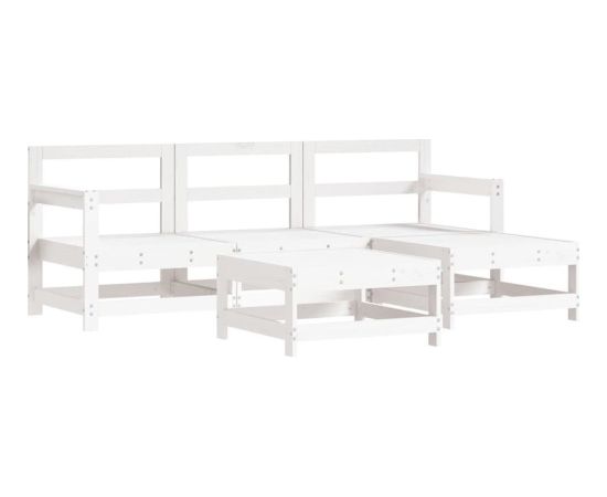 vidaXL 5-częściowy zestaw mebli ogrodowych, biały, lite drewno sosnowe Dārza mēbeļu komplekti