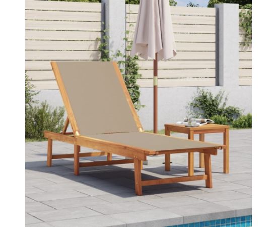 vidaXL Leżak, taupe, lite drewno akacjowe i textilene Шезлонги и пляжные стулья