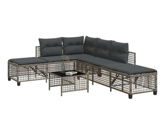 vidaXL 3-cz. narożna sofa ogrodowa z poduszkami, szara, polirattan Dārza mēbeļu komplekti