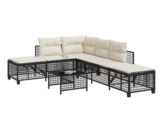 vidaXL 3-cz., narożny zestaw mebli do ogrodu, z poduszkami, czarny Dārza mēbeļu komplekti