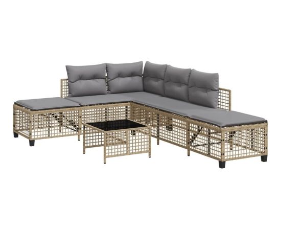 vidaXL 3-cz. narożna sofa ogrodowa z poduszkami, mieszany beż Dārza mēbeļu komplekti