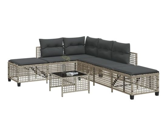 vidaXL 3-cz. narożna sofa ogrodowa z poduszkami, jasnoszara Dārza mēbeļu komplekti