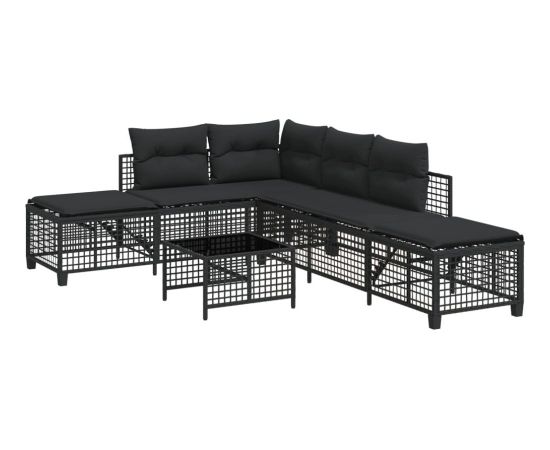 vidaXL 3-cz., narożny zestaw mebli do ogrodu, z poduszkami, czarny Dārza mēbeļu komplekti