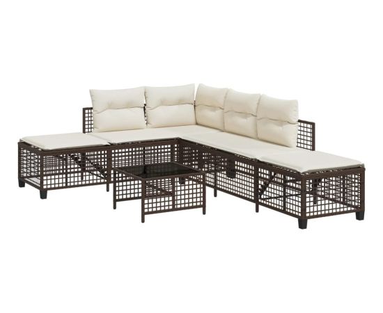 vidaXL 3-cz. narożna sofa ogrodowa z poduszkami, brązowa, polirattan Dārza mēbeļu komplekti