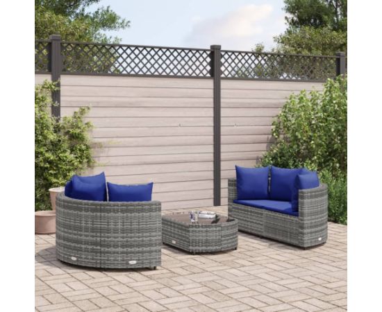 vidaXL 5-cz. zestaw wypoczynkowy do ogrodu, poduszki, szary rattan PE Dārza mēbeļu komplekti