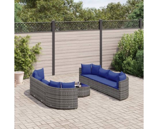 vidaXL 9-cz. zestaw mebli ogrodowych z poduszkami, szary, polirattan Dārza mēbeļu komplekti