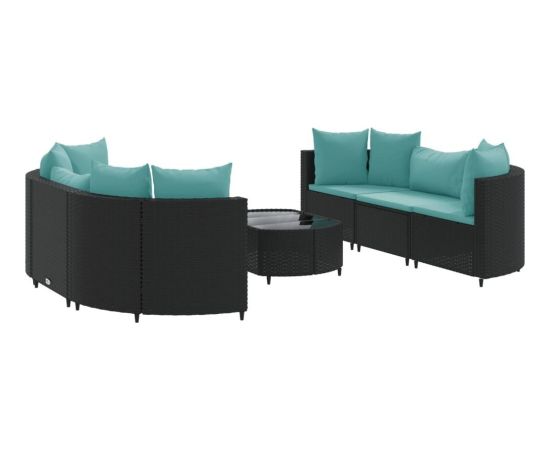 vidaXL 7-cz. zestaw wypoczynkowy do ogrodu, z poduszkami, czarny Dārza mēbeļu komplekti