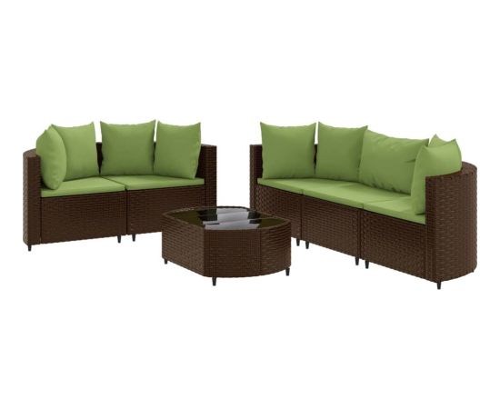 vidaXL 6-cz. zestaw wypoczynkowy do ogrodu, z poduszkami, brązowy Dārza mēbeļu komplekti