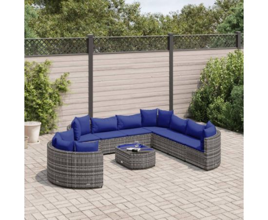 vidaXL 10-cz. zestaw wypoczynkowy do ogrodu, z poduszkami, szary Dārza mēbeļu komplekti