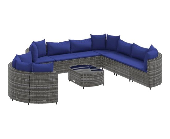 vidaXL 10-cz. zestaw wypoczynkowy do ogrodu, z poduszkami, szary Dārza mēbeļu komplekti