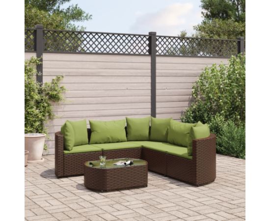 vidaXL 6-cz. zestaw wypoczynkowy do ogrodu, z poduszkami, brązowy Dārza mēbeļu komplekti